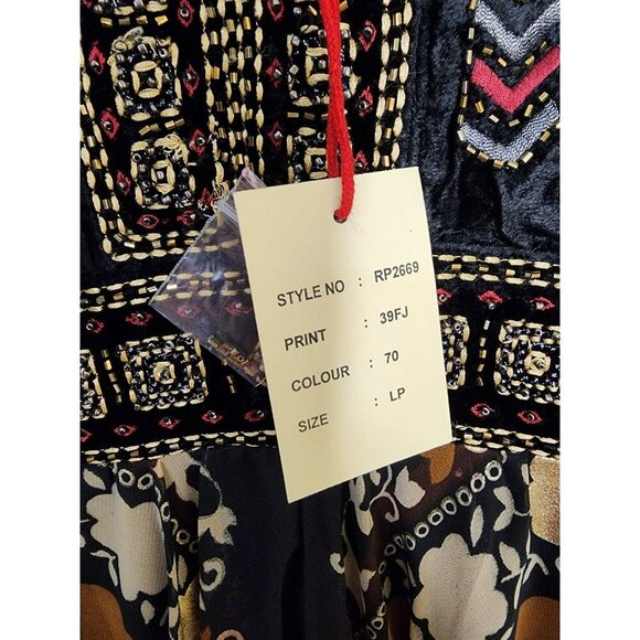 Anthropologie Raga Shenia Embroidered Sleeveless Maxi Dress Size LP Velvet Beads - Picture 4 of 9